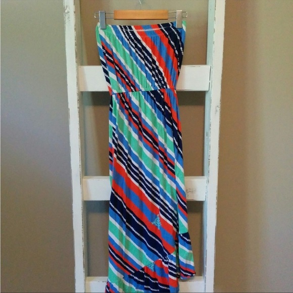 Lilly Pulitzer strapless diagonal stripe dress - Picture 4 of 9